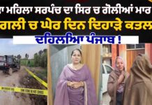 ਸਾਬਕਾ ਮਹਿਲਾ ਸਰਪੰਚ ਦੇ ਸਿਰ ਤੇ ਮੱਥੇ ਚ ਮਾਰੀਆਂ ਸਿੱਧੀਆਂ ਗੋਲੀਆਂ,ਗਲੀ ਚ ਘੇਰ ਦਿਨ ਦਿਹਾੜੇ ਕਤਲ, ਦਹਿਲਿਆ ਪੰਜਾਬ